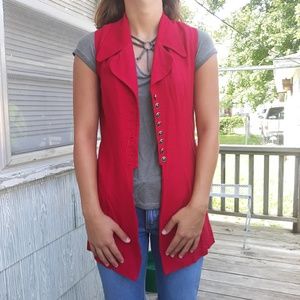 Vintage red vest vintage sleeveless cardigan